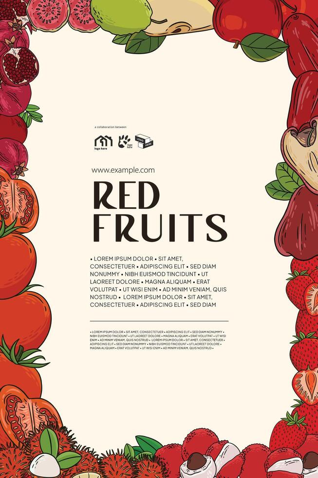 tropisch rood fruit lay-out idee voor poster brochure vector