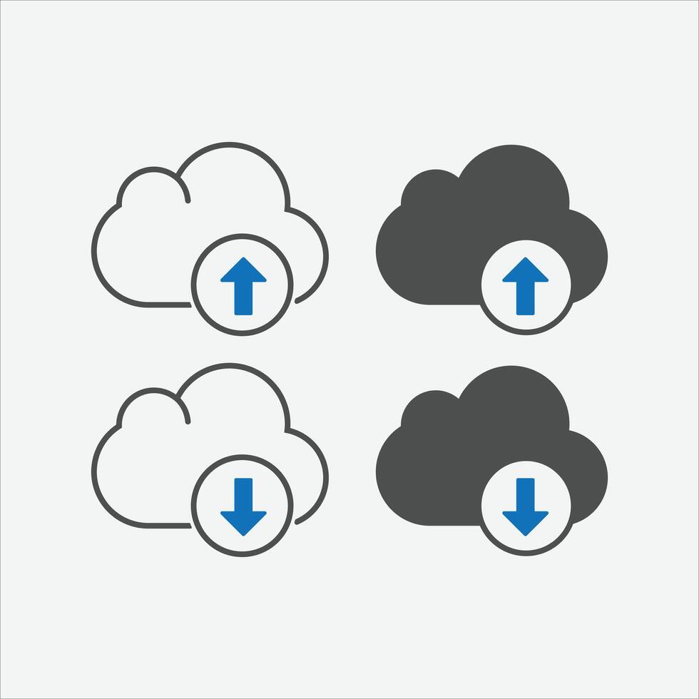 wolk uploaden en downloaden icoon in vector eps