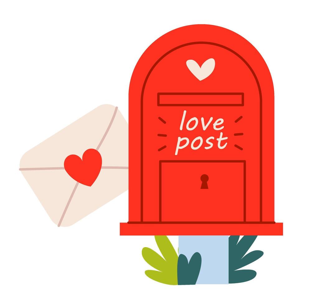 postbus geïsoleerd Aan wit achtergrond. liefde mail. vector illustraties