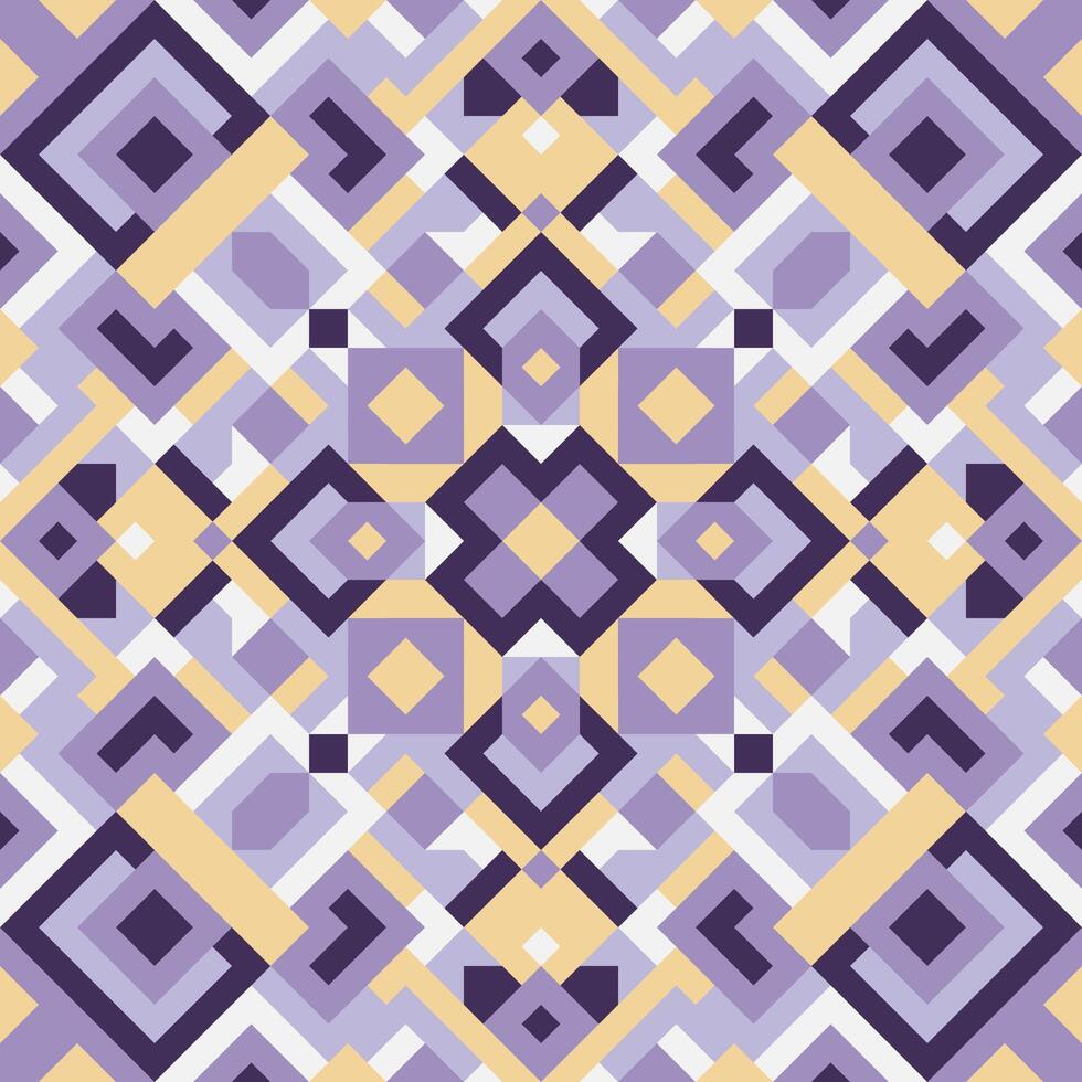 vector naadloos patroon van gemakkelijk meetkundig vormen. herhalen eindeloos ornament van vierkanten, ruiten en driehoeken. kleurrijk abstract achtergrond, behang. beeld met caleidoscoop effect, tegels