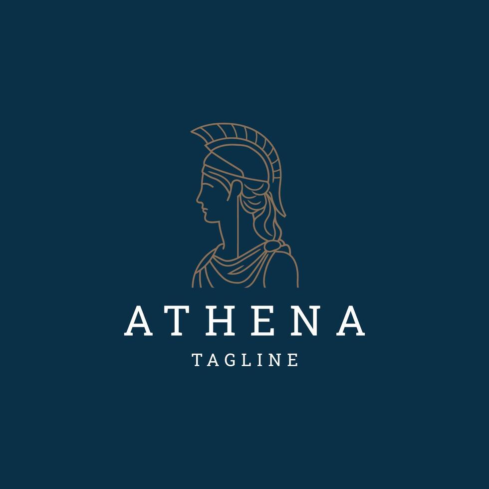 ai gegenereerd athena lijn kunst logo icoon ontwerp sjabloon vector