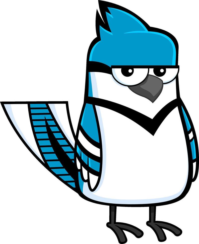 blauw gaai vogel tekenfilm karakter. vector illustratie geïsoleerd Aan wit achtergrond