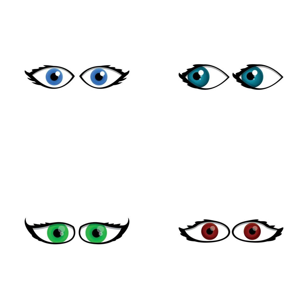 tekenfilm oog pictogrammen reeks tekenfilm vector. schattig oog uitdrukken verschillend emotie vector