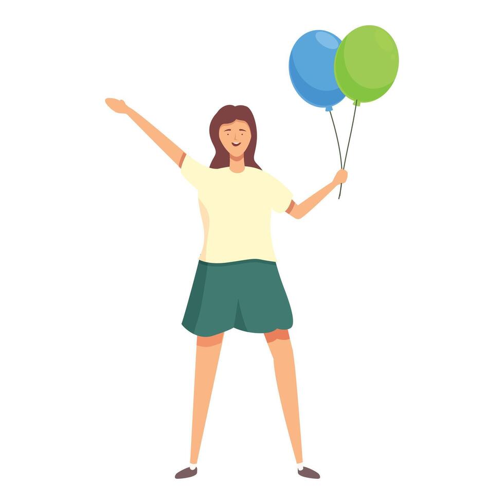 gelukkig meisje met ballonnen icoon tekenfilm vector. leider kantoor vector