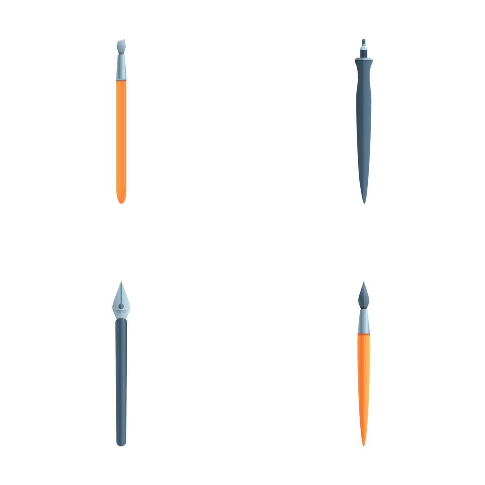 pen pictogrammen reeks tekenfilm vector. pen en veer pen vector