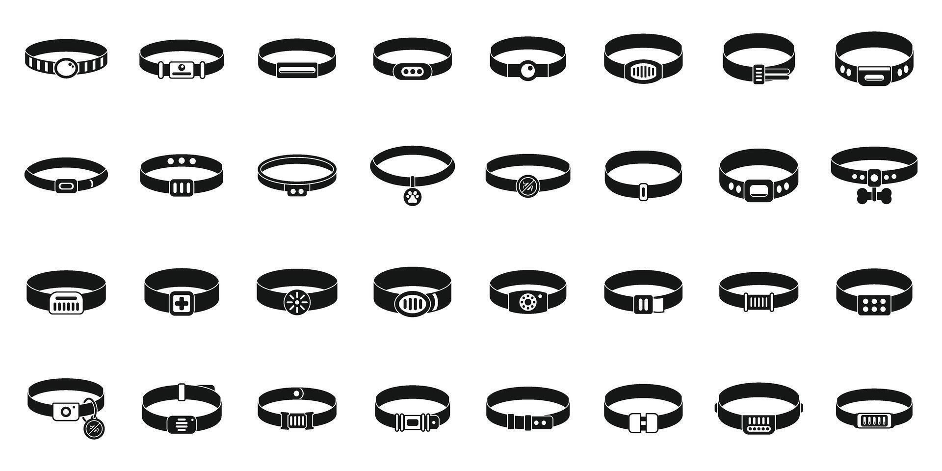 vlo halsband pictogrammen reeks gemakkelijk vector. reizen dier huis vector