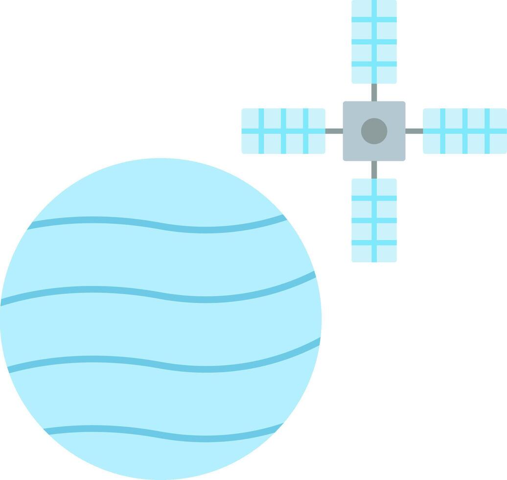 Venus met satelliet vlak licht icoon vector