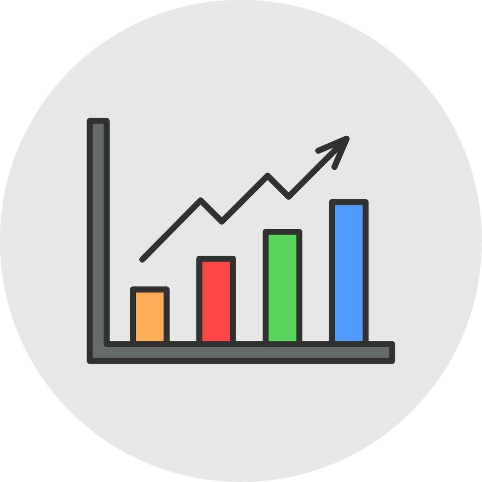 groei diagram lijn gevulde licht cirkel icoon vector