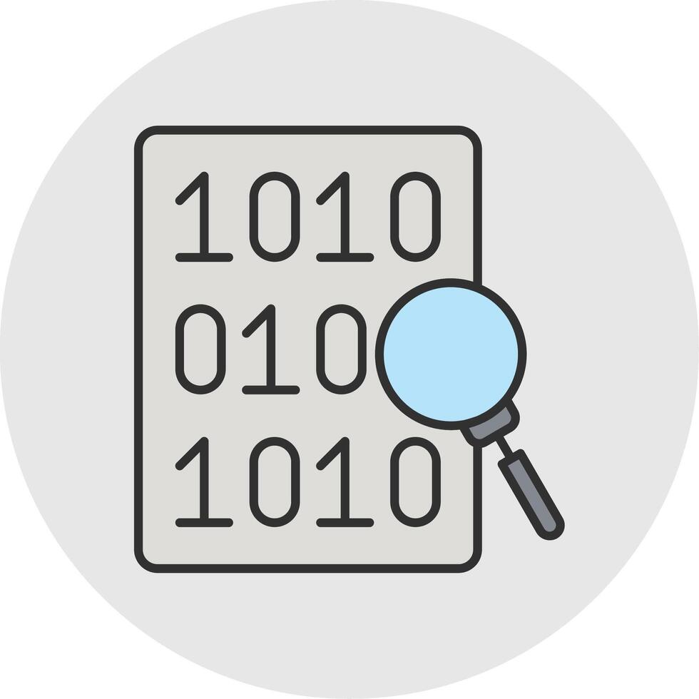 code zoeken lijn gevulde licht cirkel icoon vector