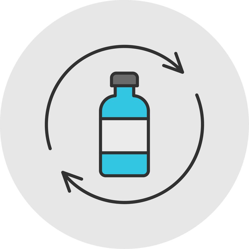 fles recycling lijn gevulde licht cirkel icoon vector