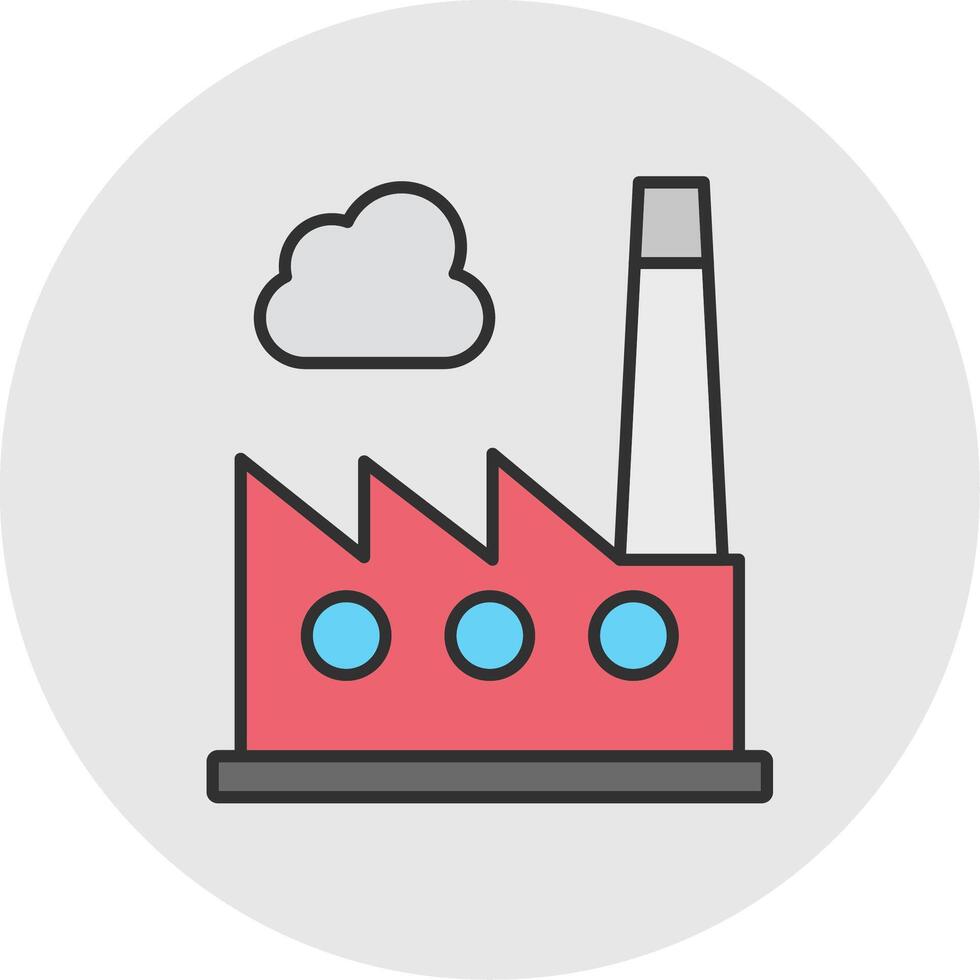 fabriek lijn gevulde licht cirkel icoon vector