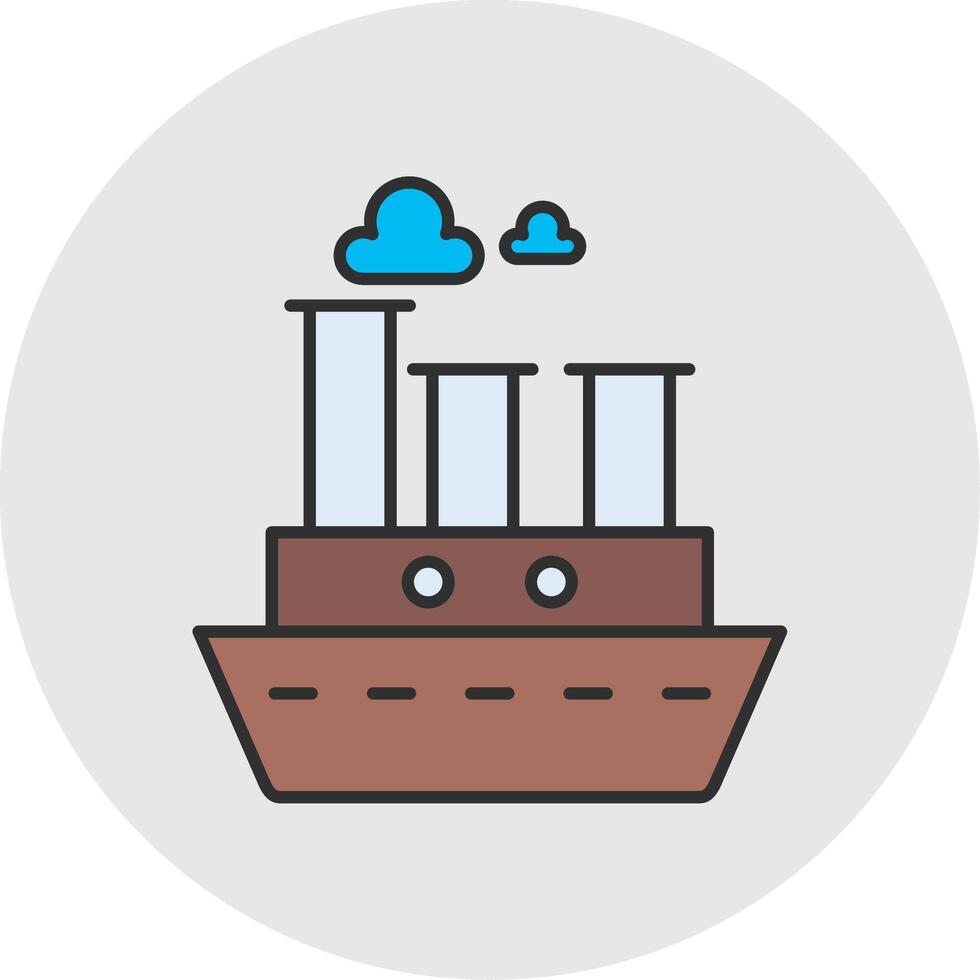 stoomboot lijn gevulde licht cirkel icoon vector