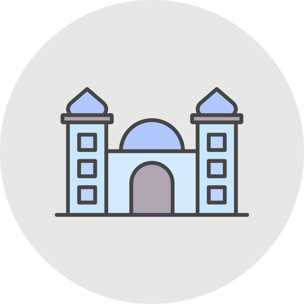 moskee lijn gevulde licht cirkel icoon vector