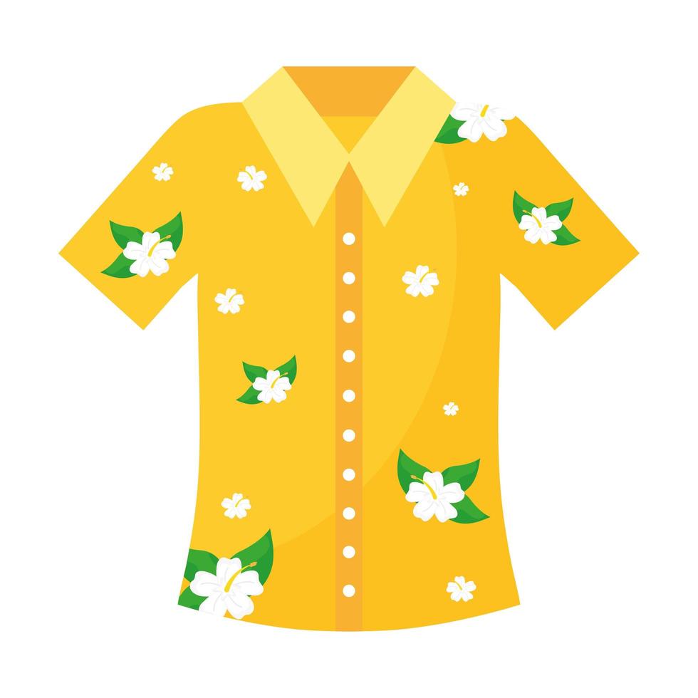 tropisch t-shirt geel met bloemen vector