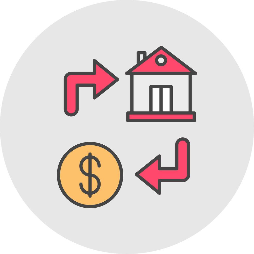 eigendom uitwisseling lijn gevulde licht cirkel icoon vector