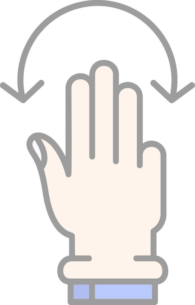 drie vingers draaien lijn gevulde licht icoon vector