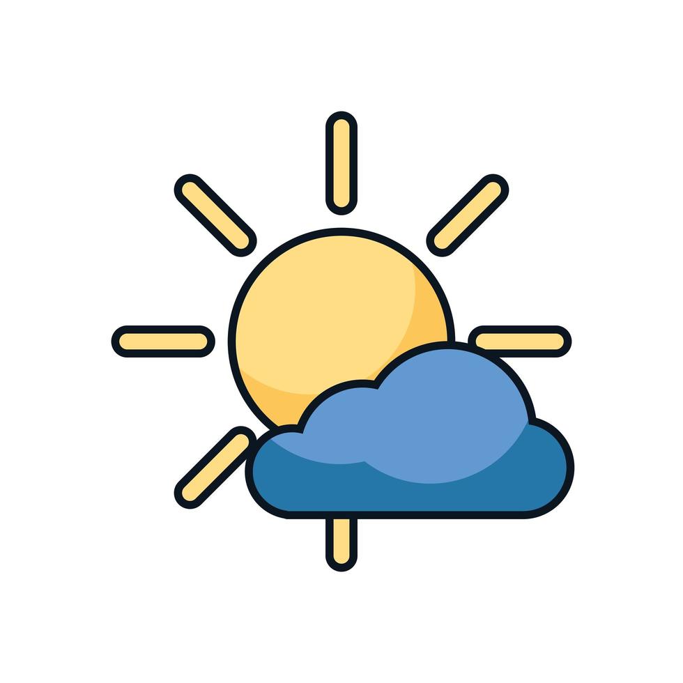 wolk met zon geïsoleerd pictogram vector
