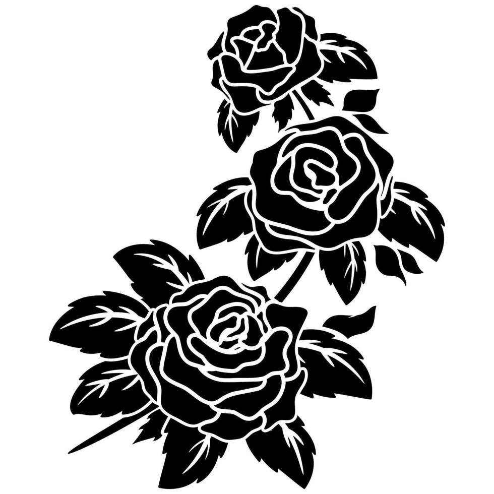 zwart silhouet bloeien motief bloemen voor achtergrond, grens, kader decoratie vector