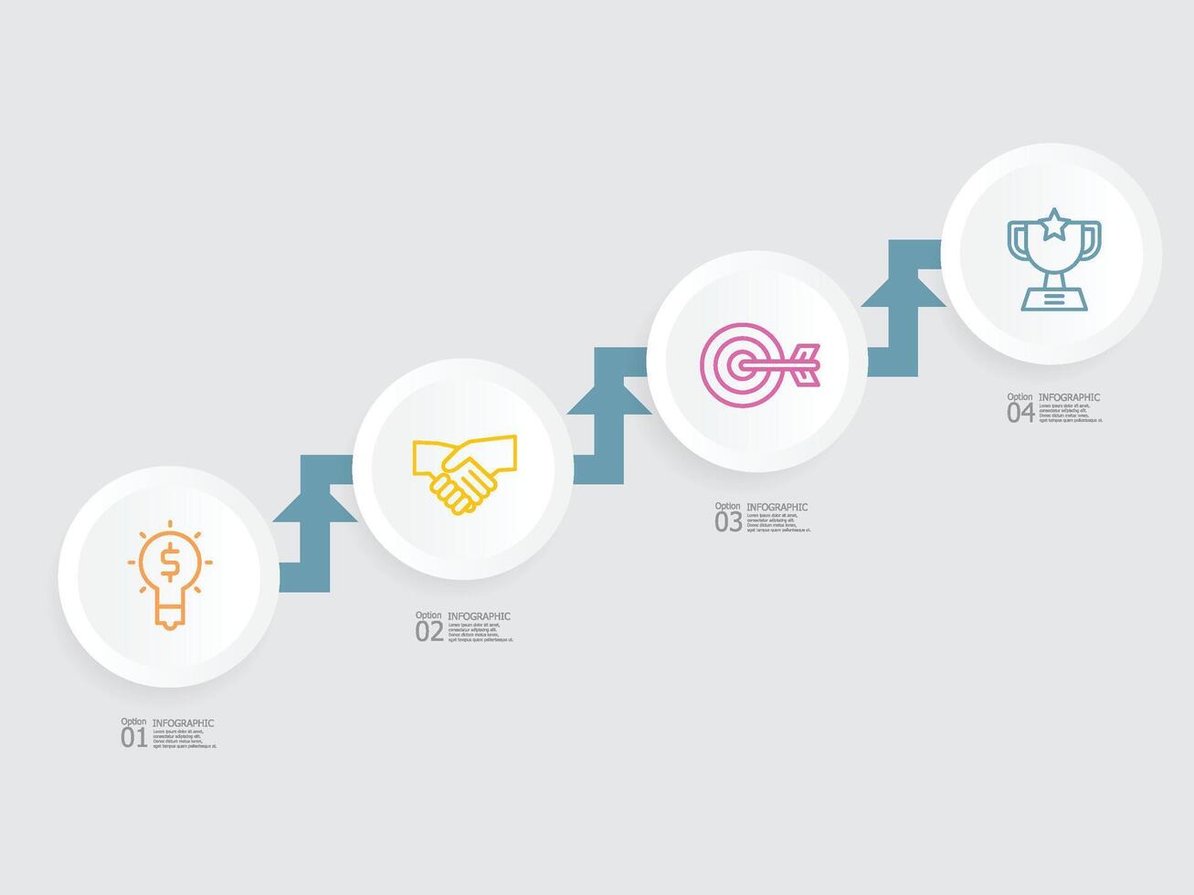 horizontaal stappen tijdlijn infographic element verslag doen van achtergrond met bedrijf lijn icoon 4 stappen vector