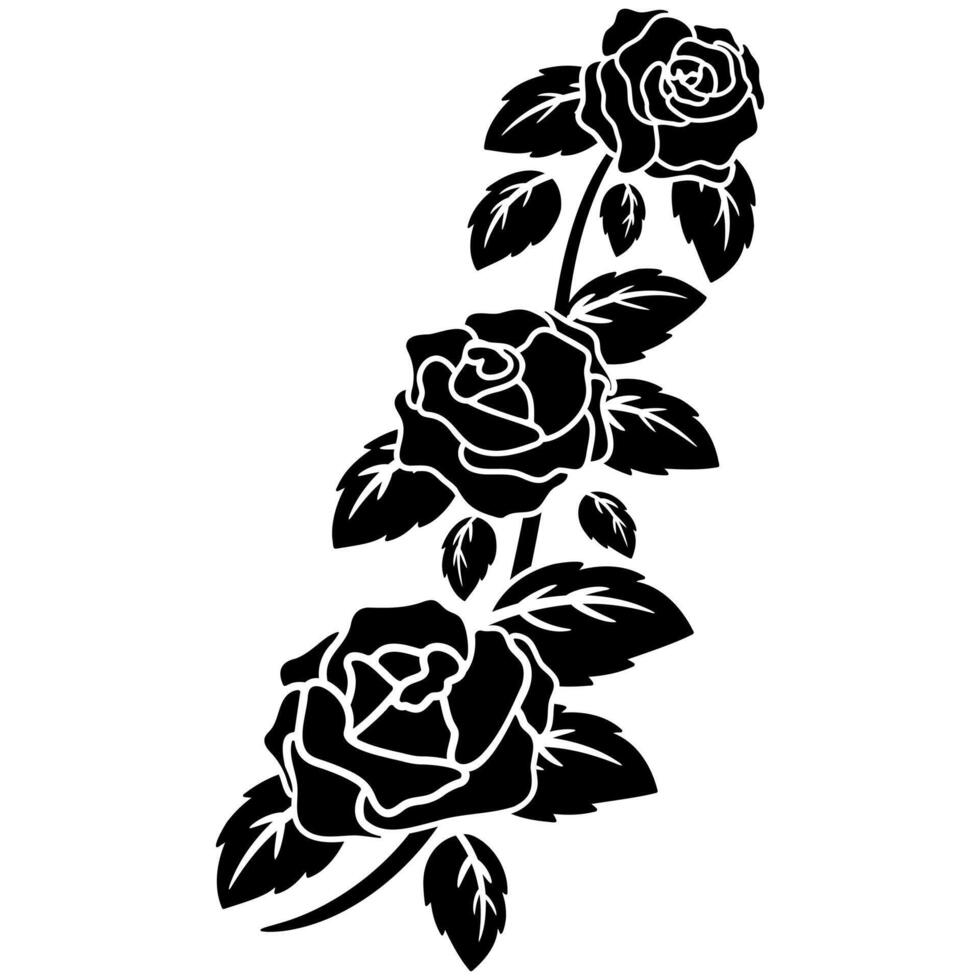 zwart silhouet bloeien motief bloemen voor achtergrond, grens, kader decoratie vector
