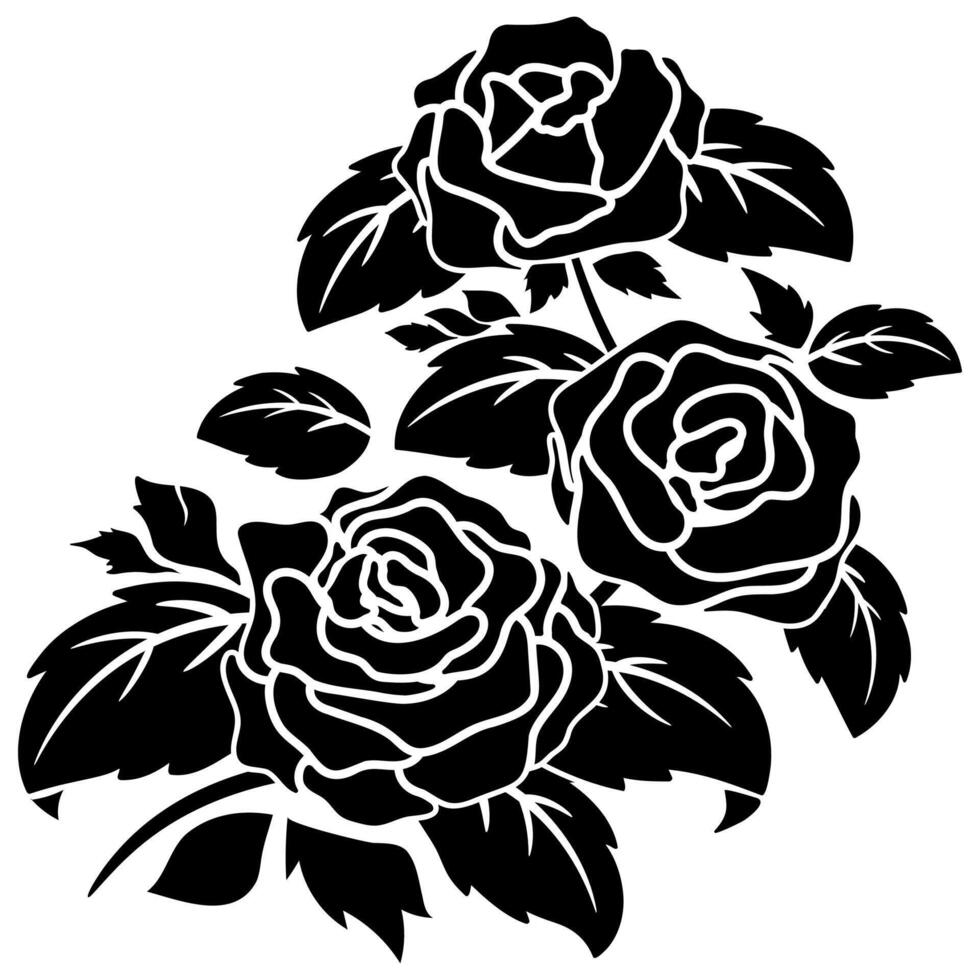 zwart silhouet bloeien motief bloemen voor achtergrond, grens, kader decoratie vector