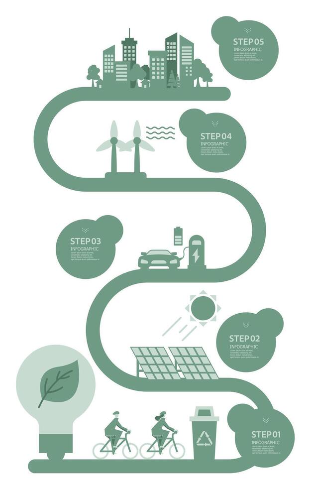 groen stad eco vriendelijk macht besparing infographic presentatie element achtergrond vector