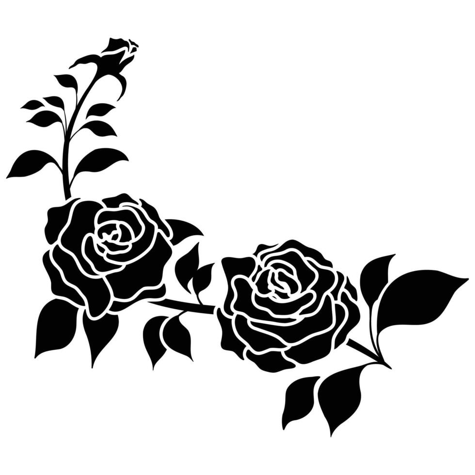 silhouet zwart motief roos bloem bloeiend decoratie vector