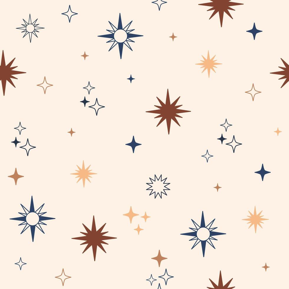 lineair sterren en vonken naadloos patroon vector