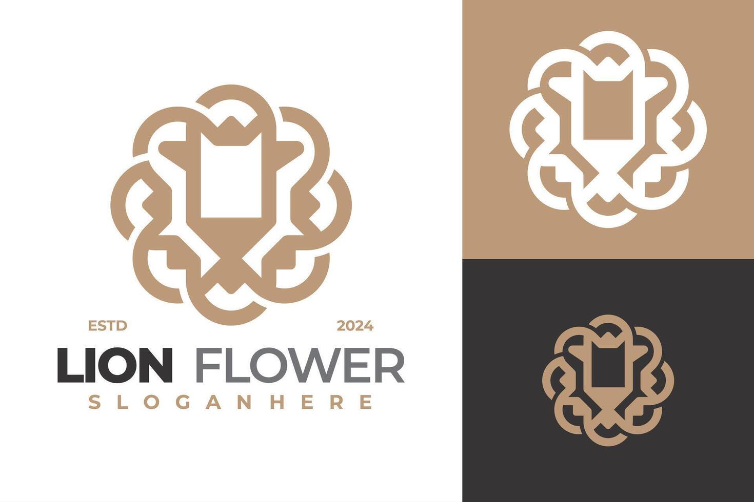 leeuw bloem bloeien logo ontwerp vector sjabloon