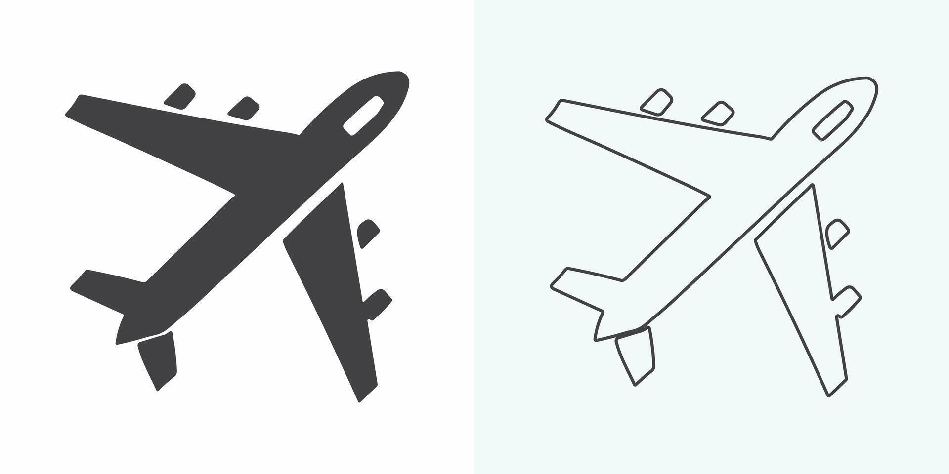 vlak icoon vector illustratie. vliegtuig teken en symbool. vlucht vervoer symbool. vlak lijn icoon Aan wit achtergrond. vliegtuig icoon logo vector ontwerp
