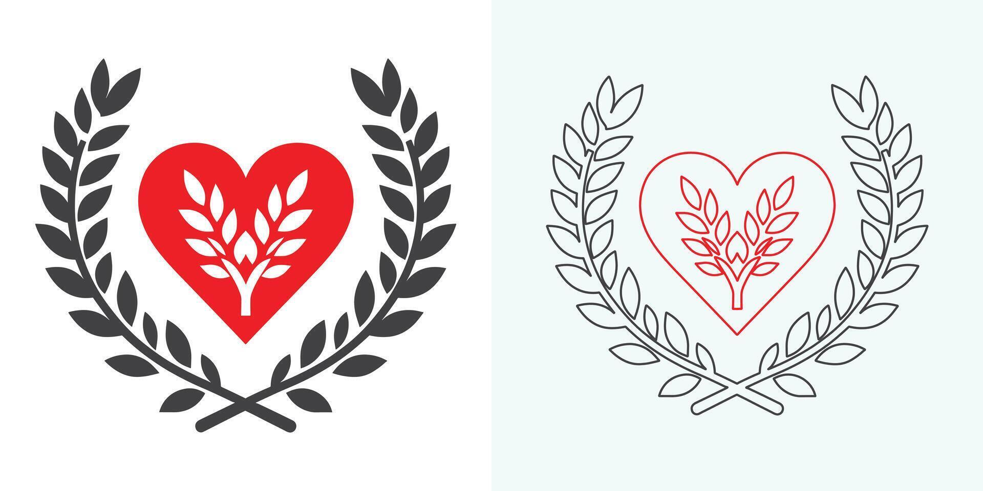 liefde hart symbool pictogrammen . liefde illustratie reeks met solide en schets vector harten