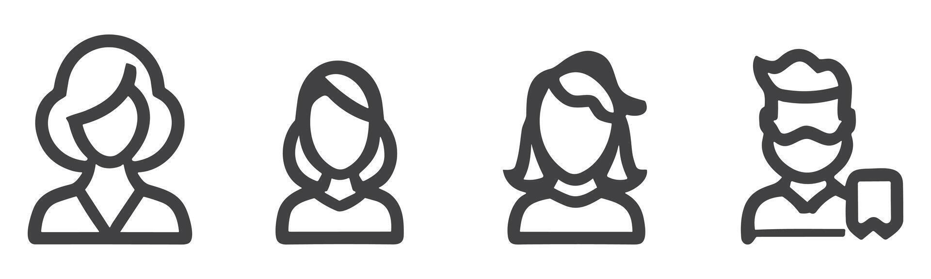 avatar profiel icoon reeks inclusief mannetje en vrouw. vector
