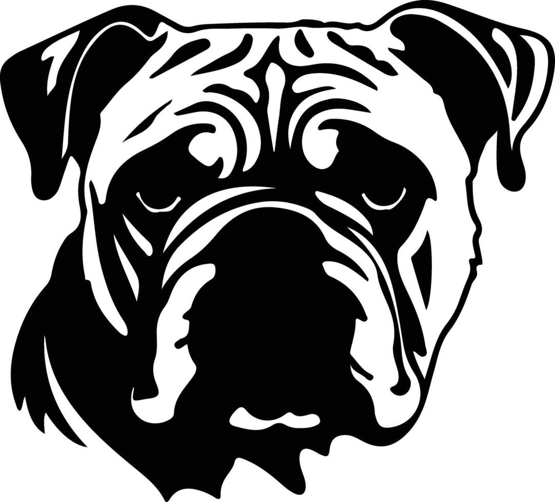 Engels bulldog silhouet portret vector