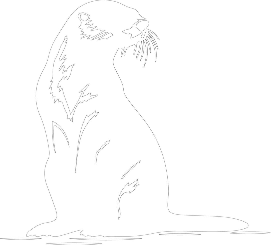 rivier- Otter schets silhouet vector