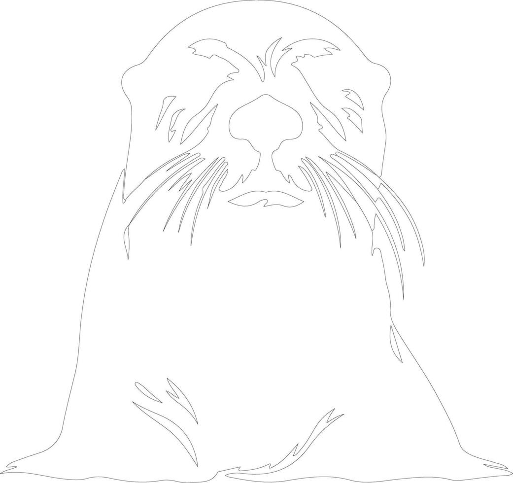 zee Otter schets silhouet vector