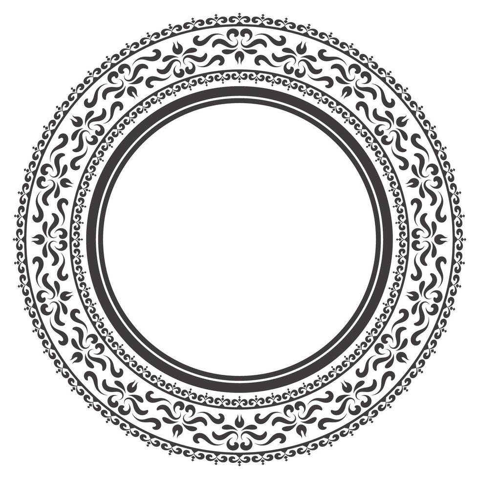 etnisch naadloos ronde patroon. wijnoogst kader grens ornament vector. klassiek overladen antiek filigraan element. barok bloemen stijl. decoratief grens voor kader, textiel, kleding stof, tapijt, tapijt, ring. vector