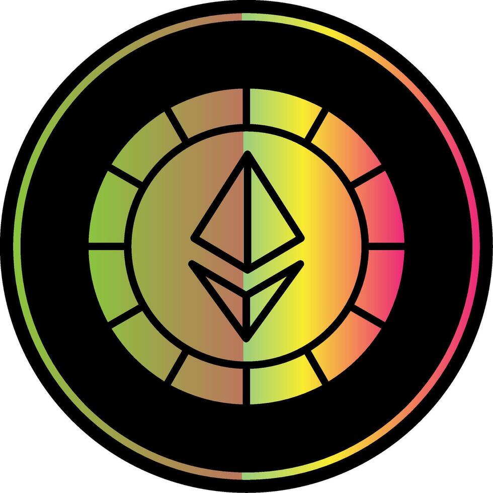 ethereum munten glyph ten gevolge kleur icoon vector