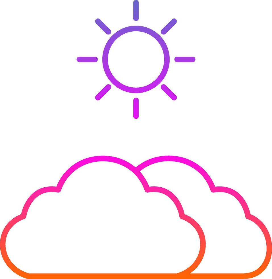 wolken en zon lijn verloop icoon vector