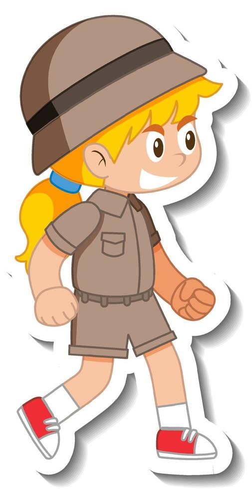 kleine meisje scout stripfiguur sticker vector