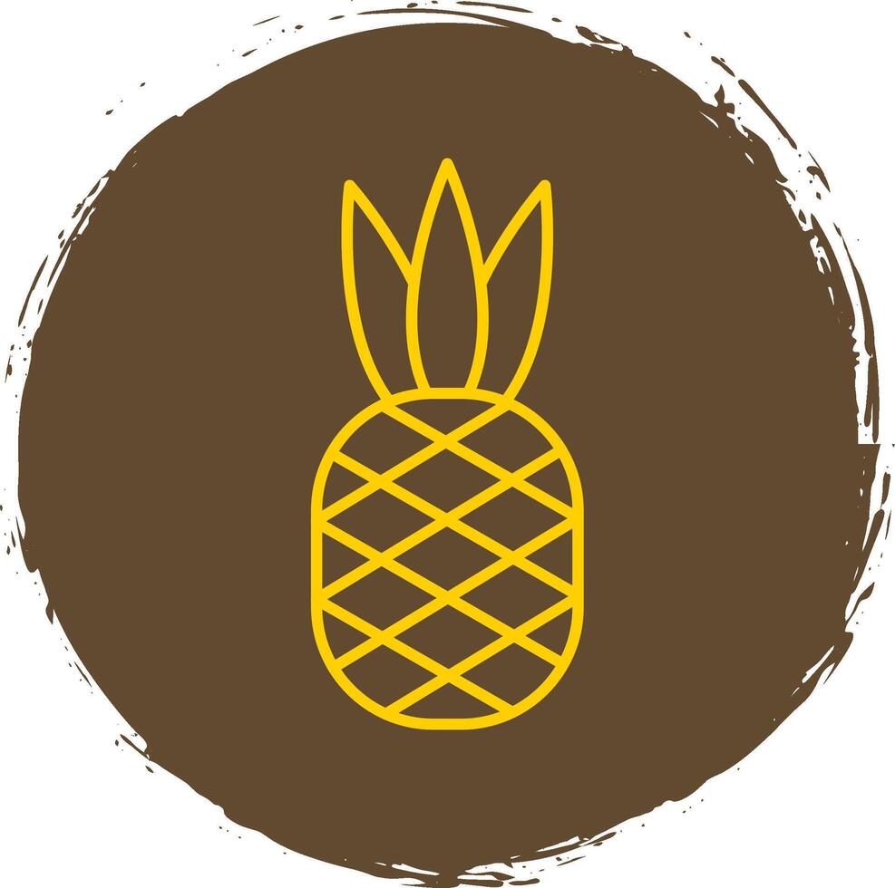 ananas lijn cirkel geel icoon vector