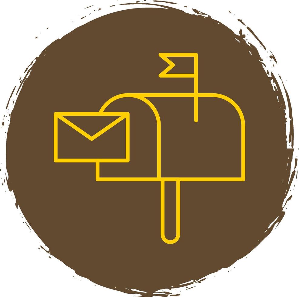 brievenbus lijn cirkel geel icoon vector