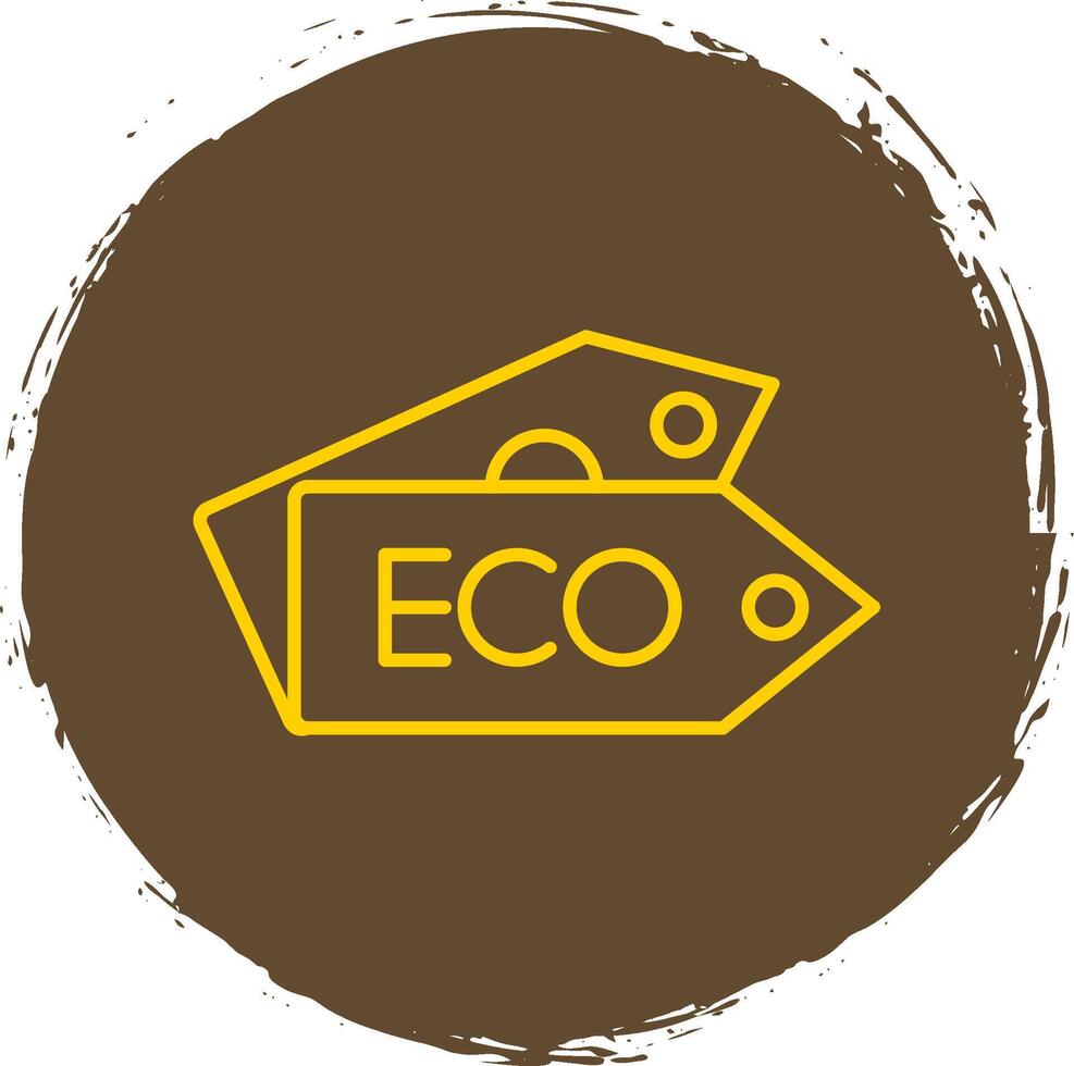 eco label lijn cirkel geel icoon vector