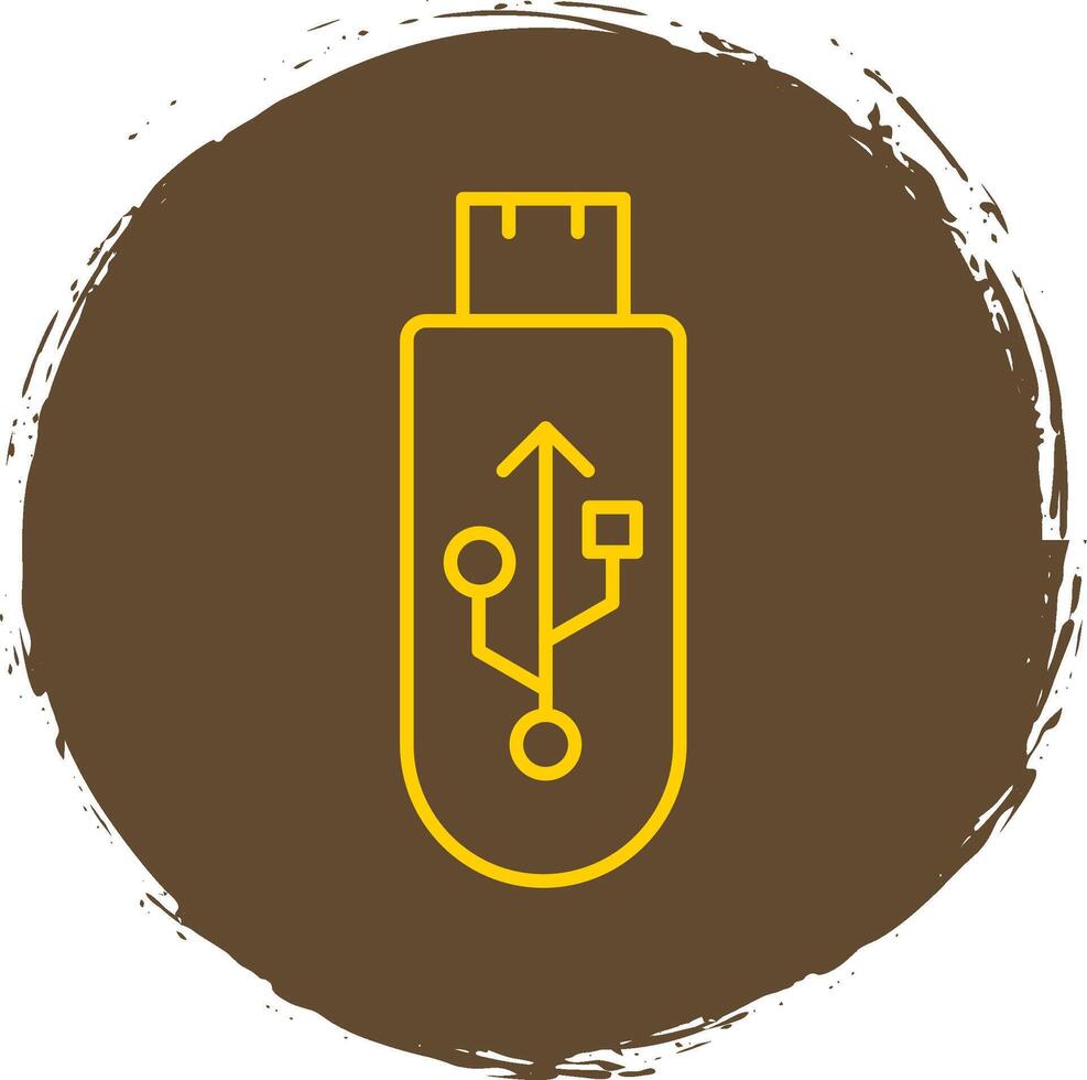 USB lijn cirkel geel icoon vector