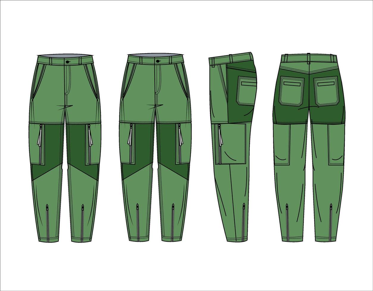 elegant lading broek technisch mode illustratie jeans broek mode vlak technisch tekening vector