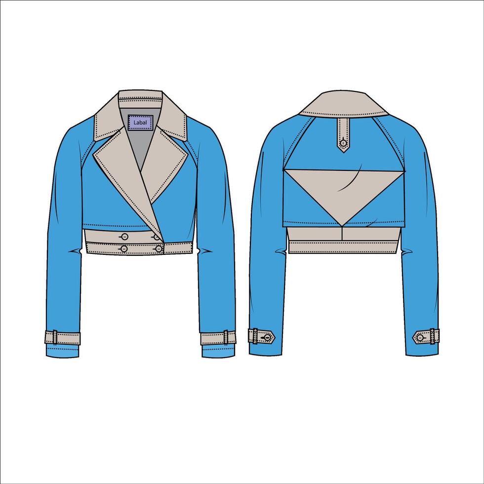 vector bommenwerper jasje mode vlak technisch tekening sjabloon knop naar beneden jasje technisch mode