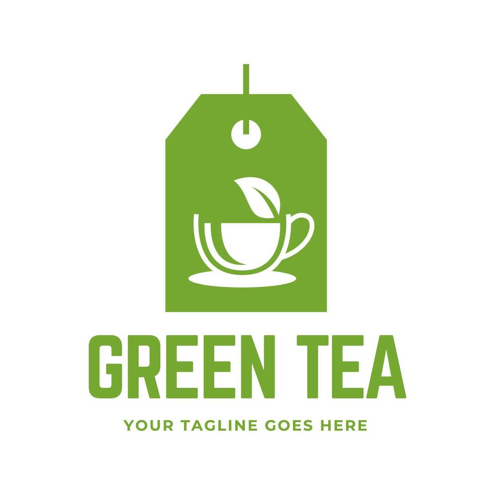 natuurlijk groen thee kop voor logo ontwerp concept bewerkbaar. vector