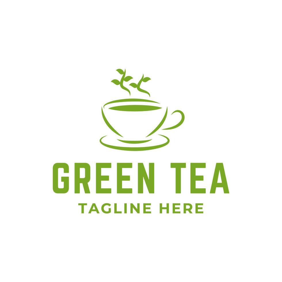natuurlijk groen thee kop voor logo ontwerp concept bewerkbaar. vector