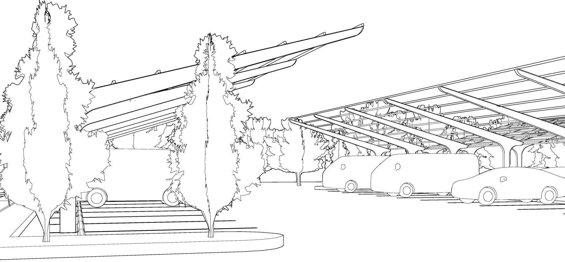 3d illustratie van parkeren veel vector