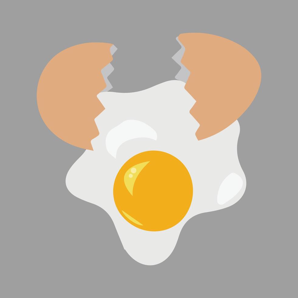 ei vector illustratie, verzameling van geheel, gebroken, gebakken, dooiers, eierschalen en gekookt eieren. geheel en gebroken wit en geel vers rauw eieren.