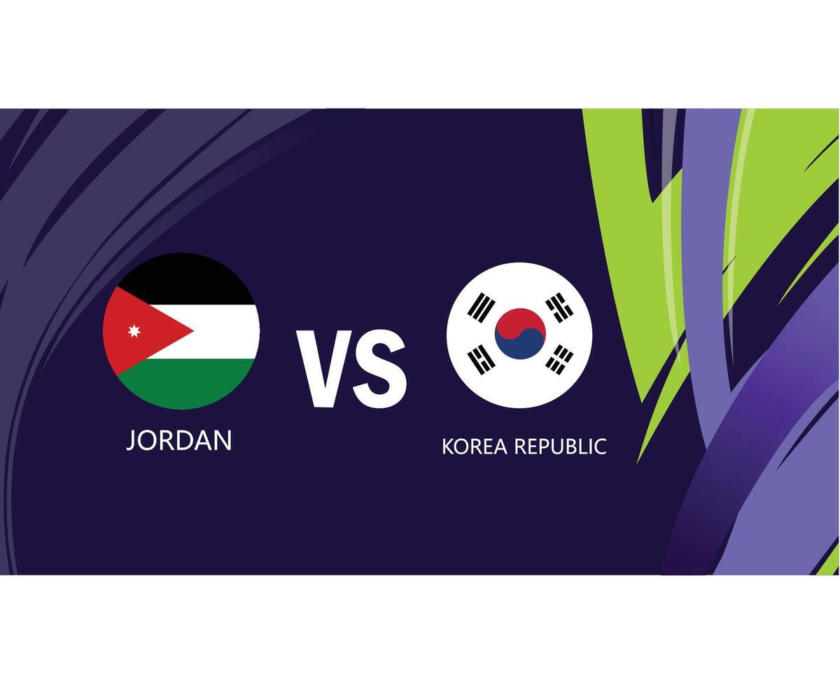 Jordanië en Korea republiek bij elkaar passen vlaggen emblemen Aziatisch landen 2023 teams landen Aziatisch Amerikaans voetbal symbool logo ontwerp vector illustratie